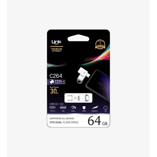 C264 Premium Dual 30mb/s 64GB Tip-C USB OTG Flash Bellek